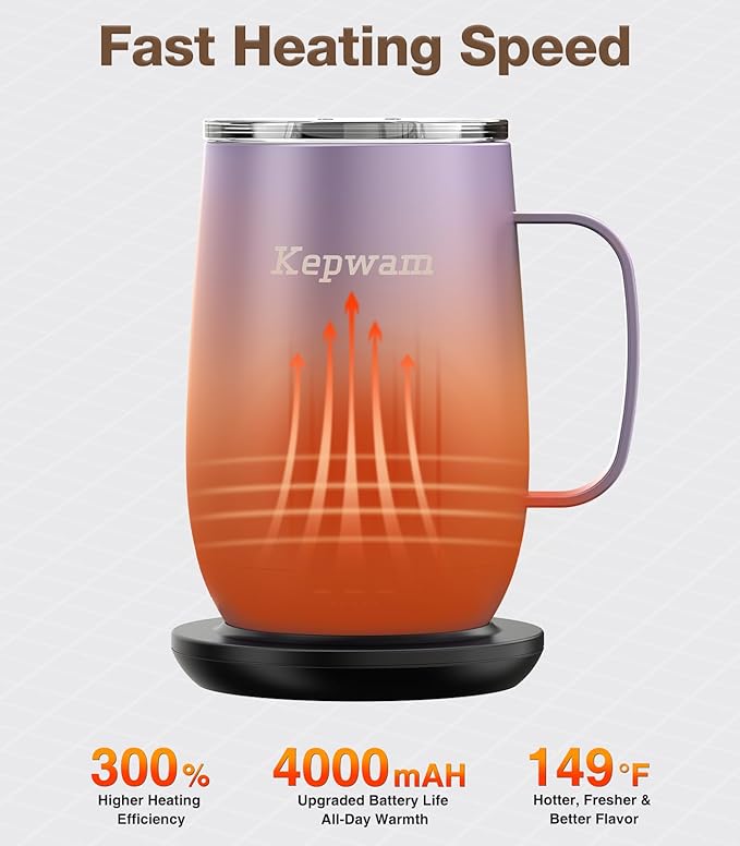 Heated Coffee Mug T2-Plus, 20oz Leading Large Capacity Self Heating Coffee Mug, Up to 8 Hrs Battery & Hot Up to 149℉, Smart Coffee Mug for Women, Men