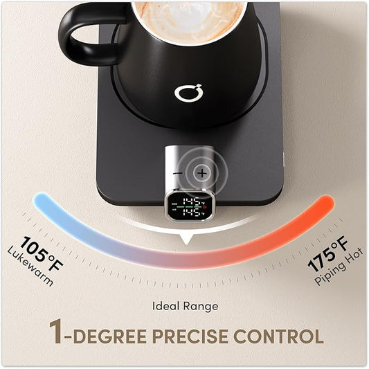 Coffee Mug Warmer Set, Temperature Control Smart Heated Mug for Desk, Electric Coffee Warmer with Auto Shut Off & Real-Time Temp Display, Gifts for Men Women, 15oz, Black